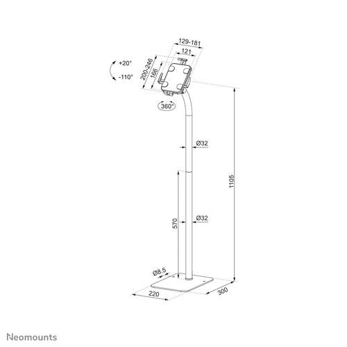 Neomounts tablet vloersteun tot 11 inch Wit