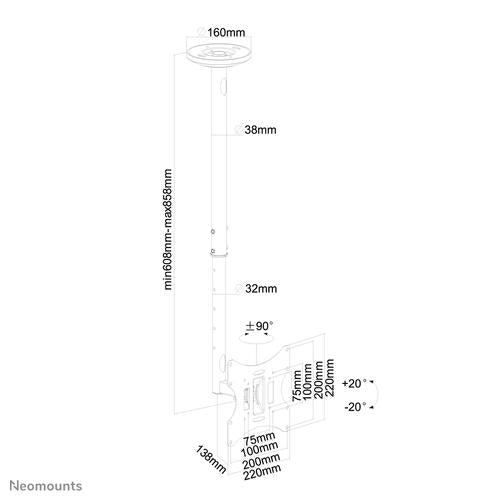 Neomounts FPMA-C060 zwart Plafondbeugel