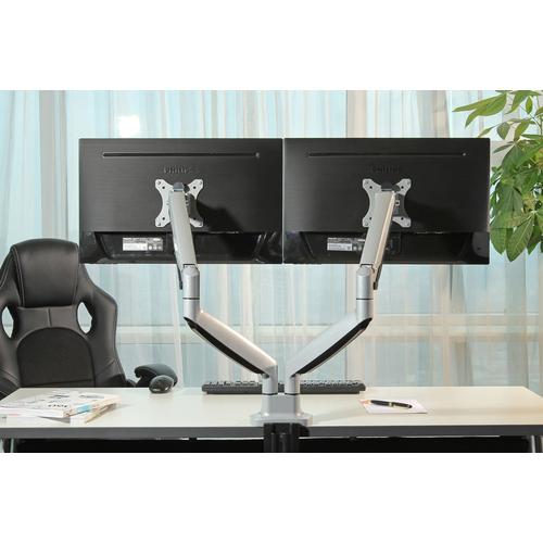 Neomounts NM-D750D zilver Bureausteun voor twee schermen