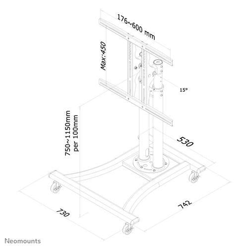 Neomounts PLASMA-M1200 verrijdbare TV vloerstandaard