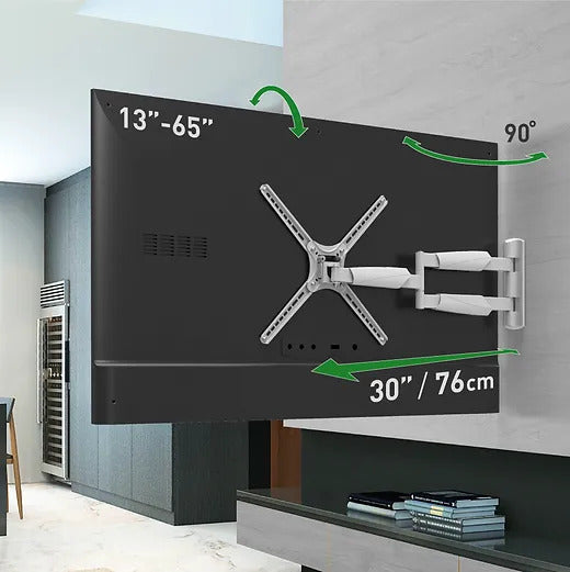 Barkan Mounts Extra lange muurbeugel voor schermen tot 65 inch |VESA 400x400 |Universeel |Kleur: wit