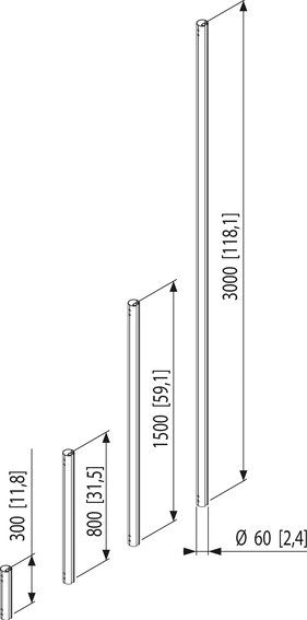 Vogel's plafondbuis 300 cm zwart