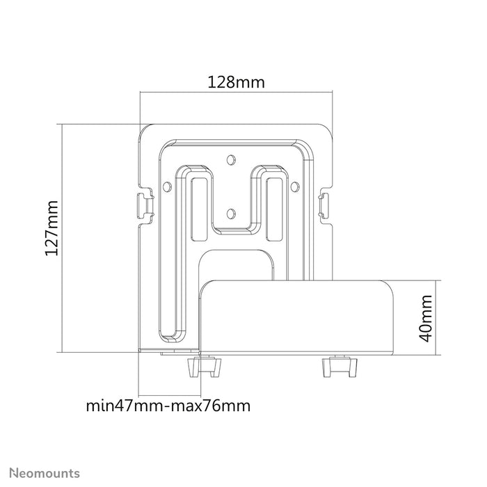 Neomounts AWL-450BL is een universele, in diepte verstelbare (4,7-7,6 cm) mediaspeler houder - Zwart