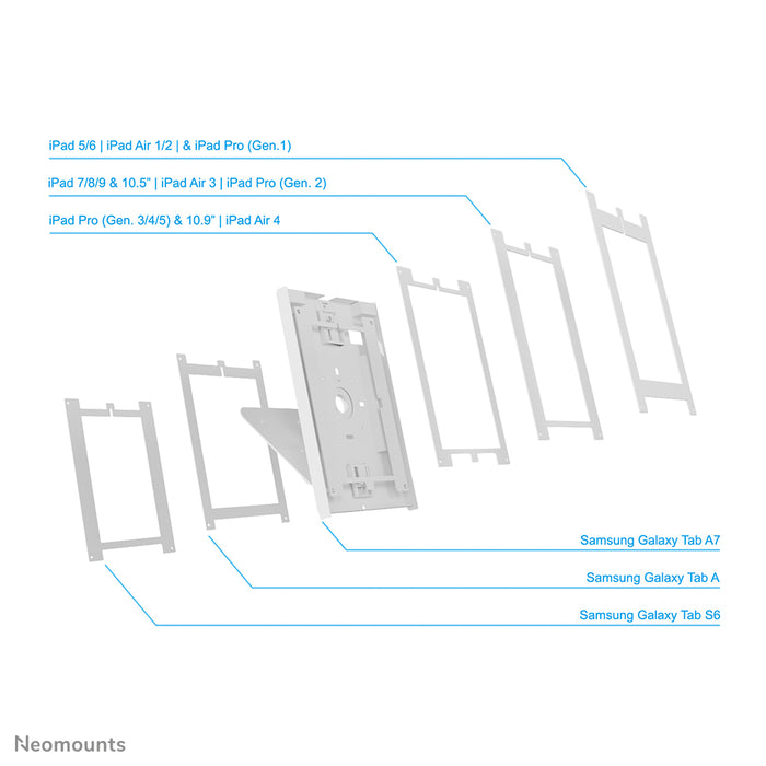 Neomounts DS15-630WH1 roteerbare tafelblad/wand tablethouder voor 9,7-11 inch tablets - Wit