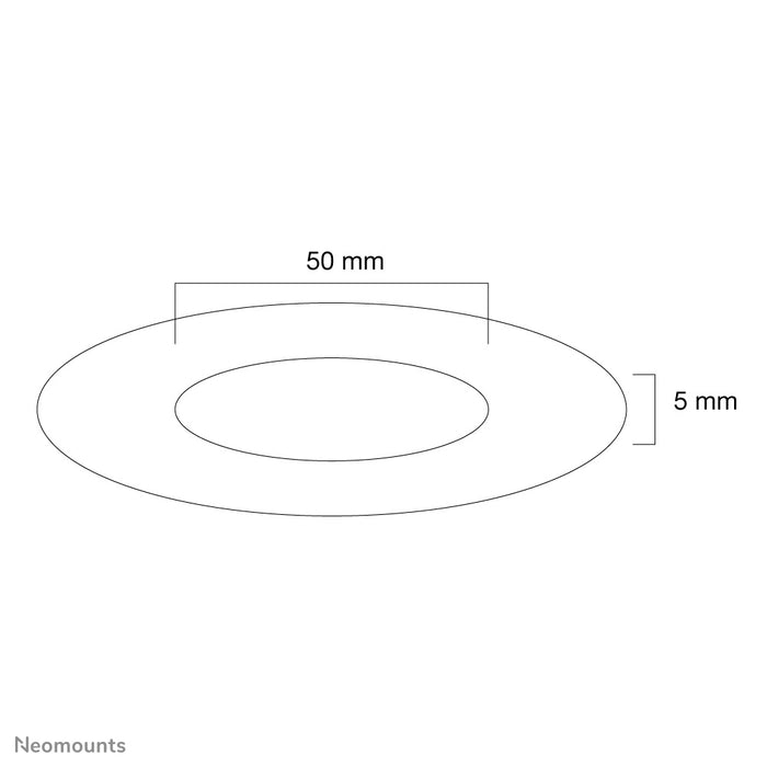 Neomounts FPMA-CRB5HM is een zwarte afdekrozet voor de flatscreen plafondsteunen Neomounts FPMA-C100 & C100 zilver.