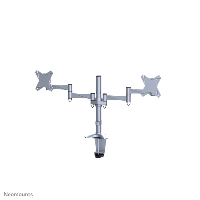 Neomounts FPMA-D1330D zilver is een bureausteun voor 2 flat screens t/m 27 inch (69 cm).