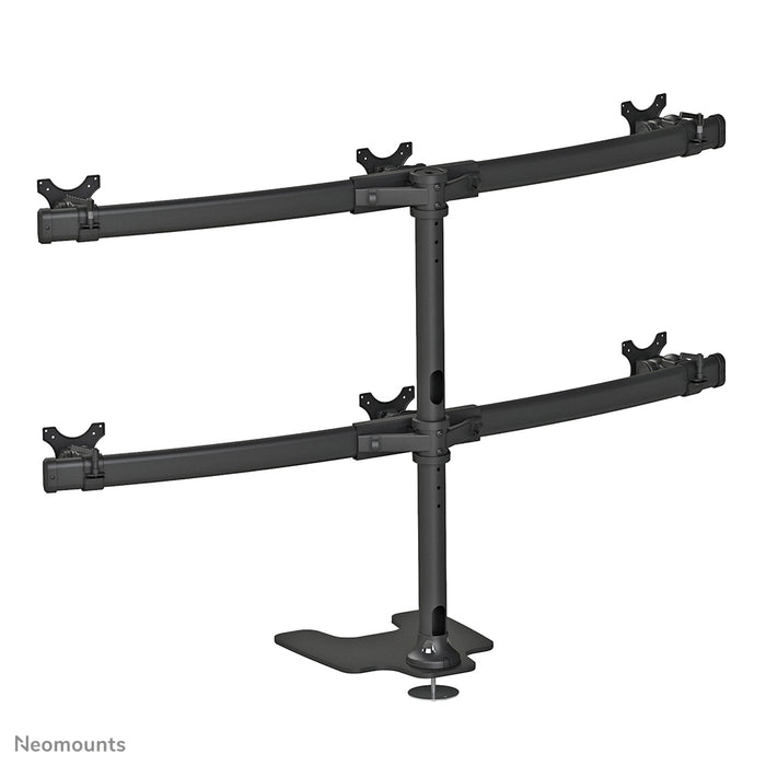 Neomounts FPMA-D700DD6 is een bureausteun voor 6 flat screens t/m 27 inch (69 cm).