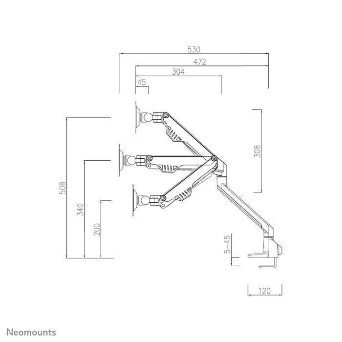 Neomounts FPMA-D750D zwart is een bureausteun met gasveer voor flat screens t/m 32 inch (81 cm).