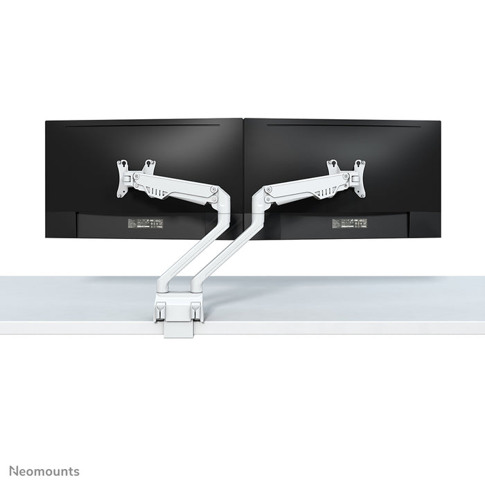 Neomounts FPMA-D750D wit is een bureausteun met gasveer voor flat screens t/m 32 inch (81 cm).