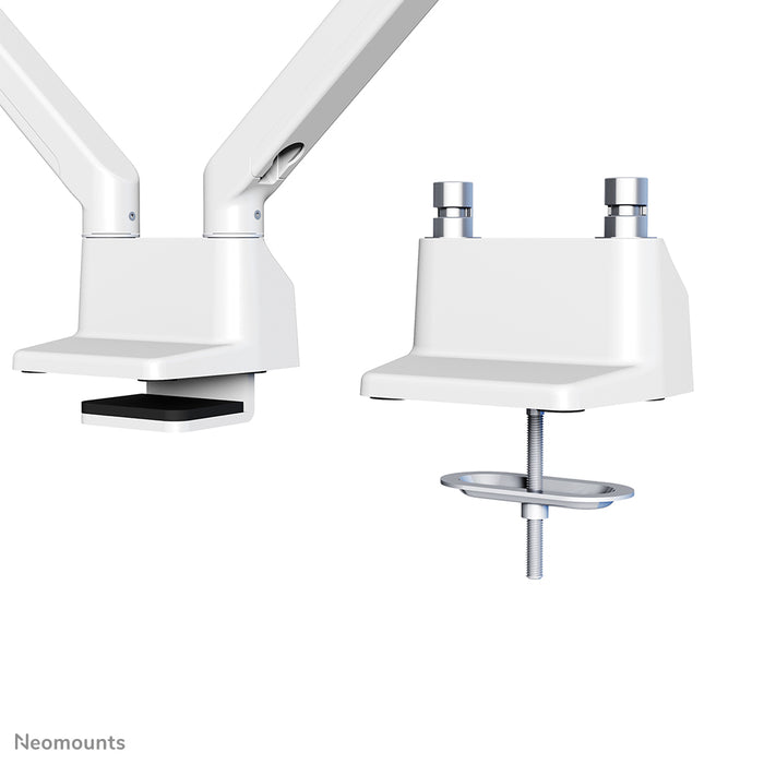 Neomounts FPMA-D750D wit is een bureausteun met gasveer voor flat screens t/m 32 inch (81 cm).