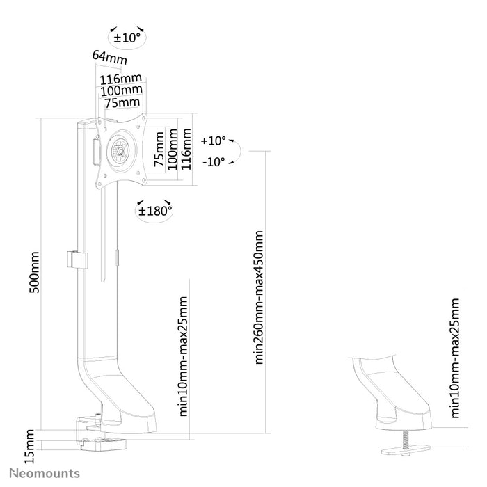 Neomounts FPMA-D860 zwart is een bureausteun voor flat screens t/m 32 inch (81 cm) - Zwart