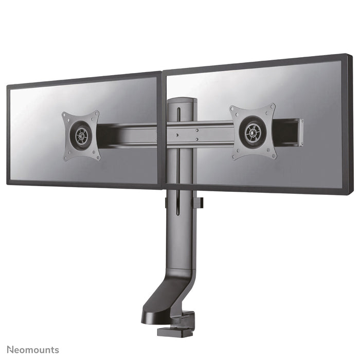 Neomounts FPMA-D860D zwart is een bureausteun voor twee flat screens t/m 27 inch (69 cm).