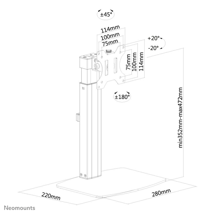 Neomounts FPMA-D865 zwart is een bureausteun voor flat screens t/m 32 inch (81 cm).