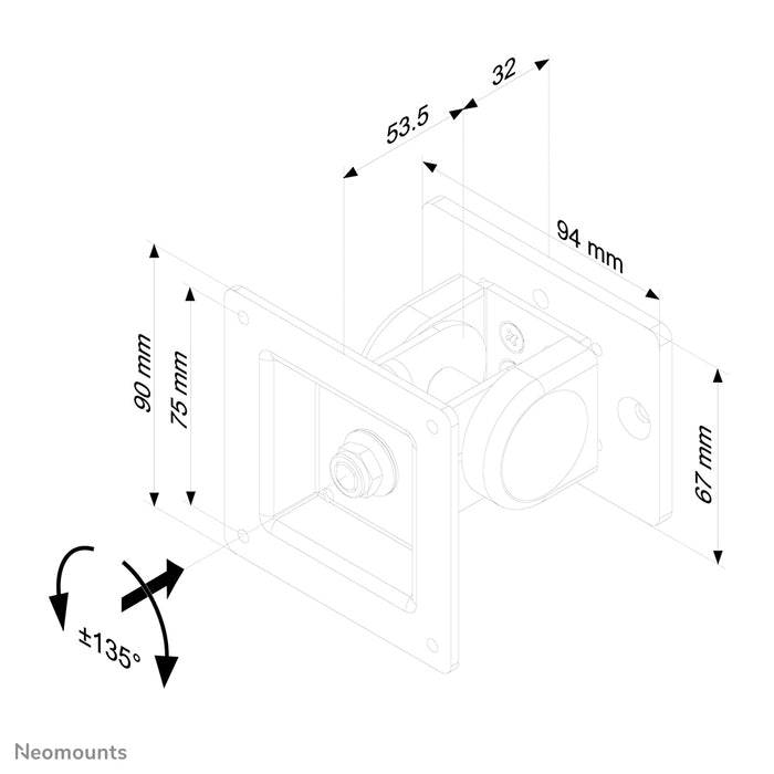Neomounts FPMA-DTBW100 is een monitorsteun die tussen de toolbar en de flatscreen wordt geplaatst.
