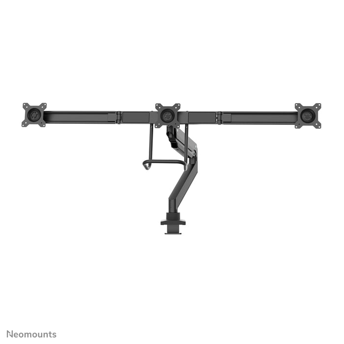 Neomounts NM-D775DX3 zwart is een gasgeveerde bureausteun met crossbar en hendel voor flat screens t/m 27 inch (68,6 cm).