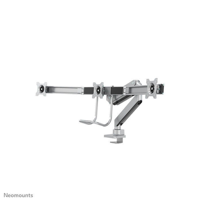 Neomounts NM-D775DX3 zilver is een gasgeveerde bureausteun met crossbar en hendel voor flat screens t/m 27 inch (68,6 cm).