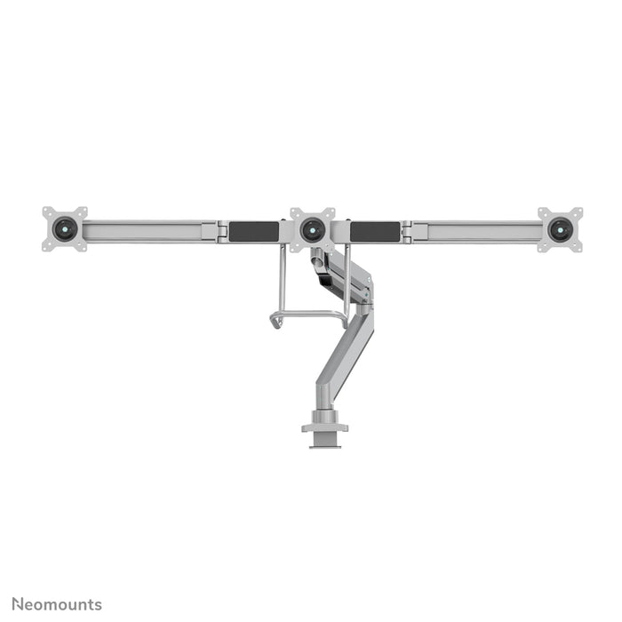 Neomounts NM-D775DX3 zilver is een gasgeveerde bureausteun met crossbar en hendel voor flat screens t/m 27 inch (68,6 cm).