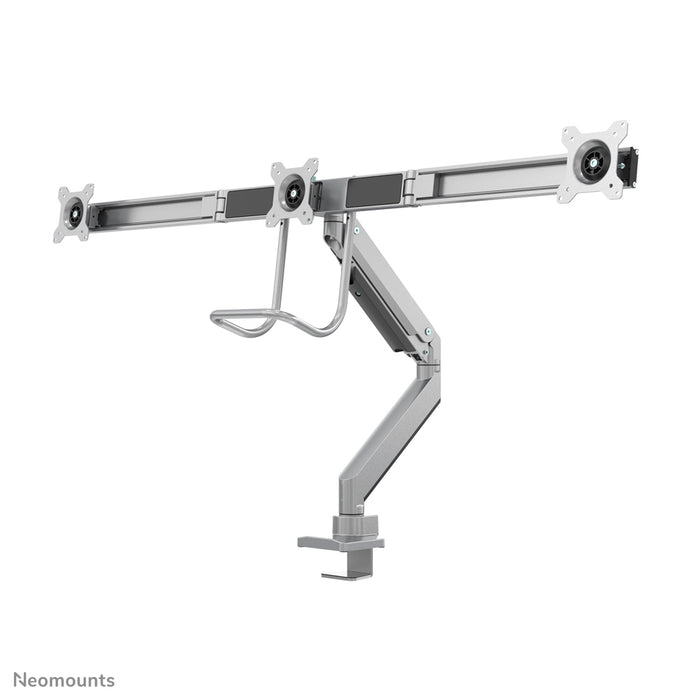 Neomounts NM-D775DX3 zilver is een gasgeveerde bureausteun met crossbar en hendel voor flat screens t/m 27 inch (68,6 cm).