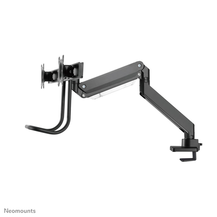 Neomounts NM-D775DX zwart is een gasgeveerde bureausteun met crossbar en hendel voor flat screens t/m 32 inch (81 cm).