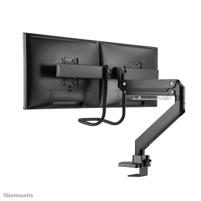 Neomounts NM-D775DX zwart is een gasgeveerde bureausteun met crossbar en hendel voor flat screens t/m 32 inch (81 cm).