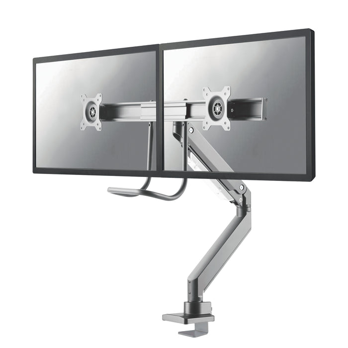 Neomounts NM-D775DX zilver is een gasgeveerde bureausteun met crossbar en hendel voor flat screens t/m 32 inch (81 cm).