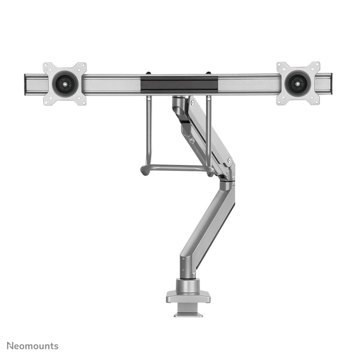 Neomounts NM-D775DX zilver is een gasgeveerde bureausteun met crossbar en hendel voor flat screens t/m 32 inch (81 cm).
