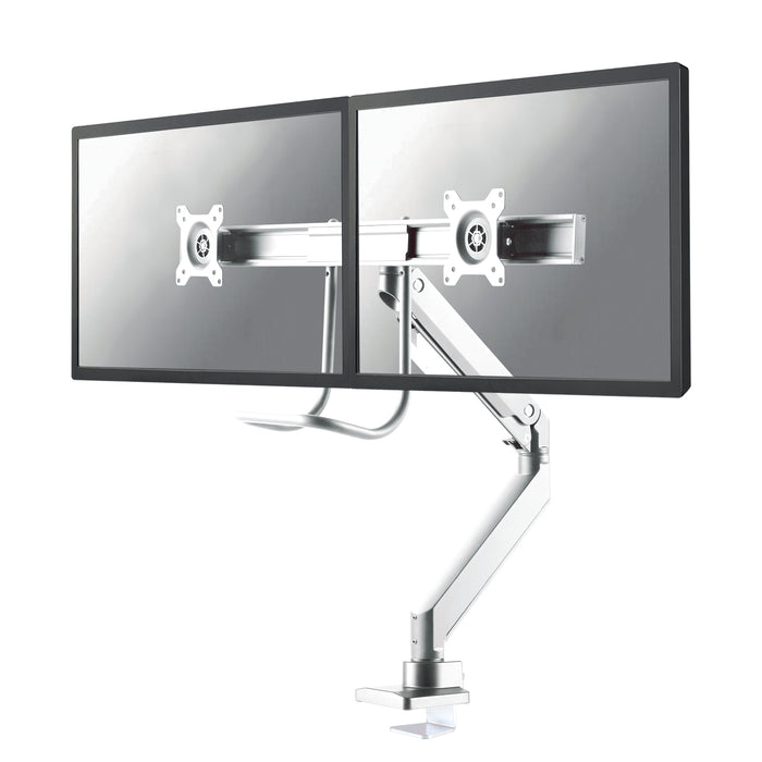 Neomounts NM-D775DX wit is een gasgeveerde bureausteun met crossbar en hendel voor flat screens t/m 32 inch (81 cm).