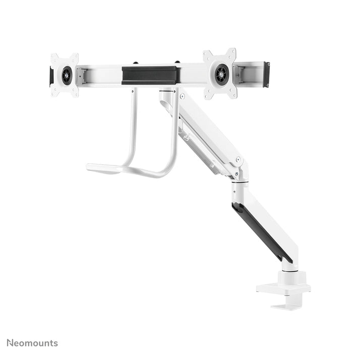 Neomounts NM-D775DX wit is een gasgeveerde bureausteun met crossbar en hendel voor flat screens t/m 32 inch (81 cm).