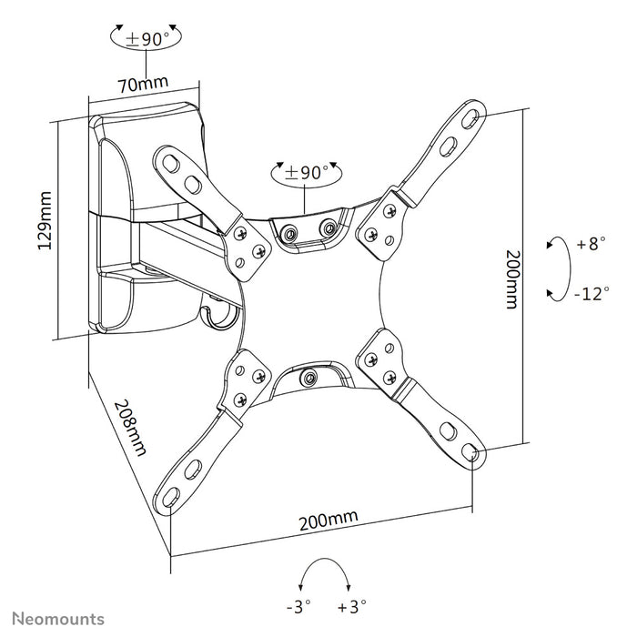 Neomounts NM-W115 zwart is een kantel- en draaibare wandsteun met 1 draaipunt voor flat screens t/m 32 inch (81 cm).