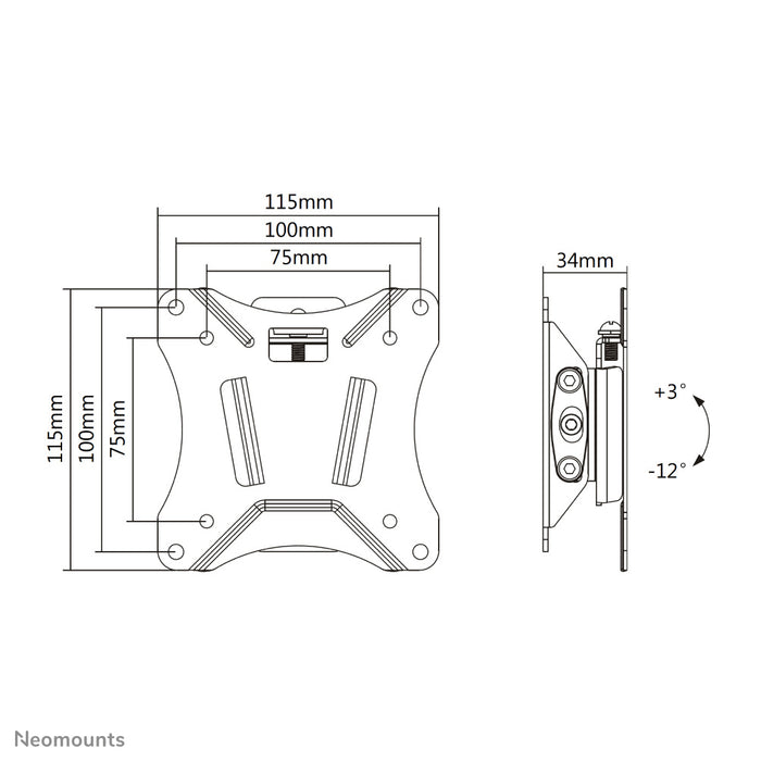 Neomounts NM-W60 zwart is een kantelbare wandsteun voor flat screens t/m 30 inch.