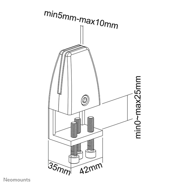 Neomounts bureauklemmen set 8-25 mm - Zwart