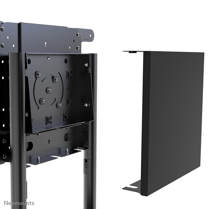 Neomounts NS-M1250 zwart is een verrijdbaar meubel voor flat screens t/m 70 inch (178 cm). Incl. laptop plateau - Zwart