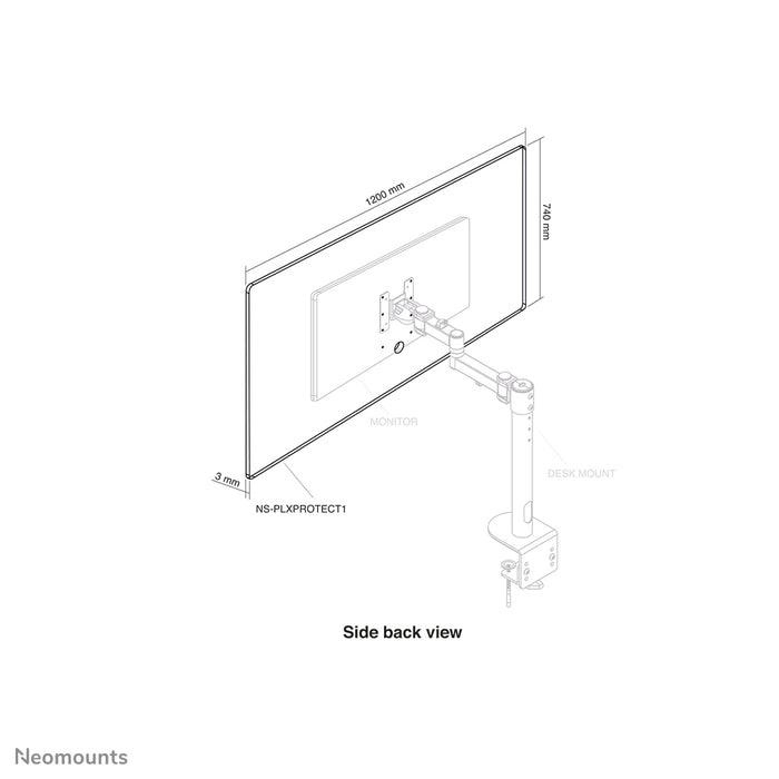 Neomounts NS-PLXPROTECT1 is een transparant scherm t.b.v. 1 flat screen en biedt afstandsbescherming op de werkvloer- Transparant acrylaat, 100% recyclebaar | PLXPROTECT van is geregistreerd als EU-Design patent |