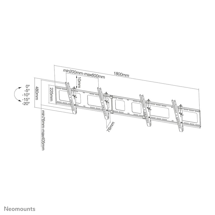 Neomounts NS-WMB200 zwart is een menu board wandsteun voor schermen tot 52 inch (132 cm).