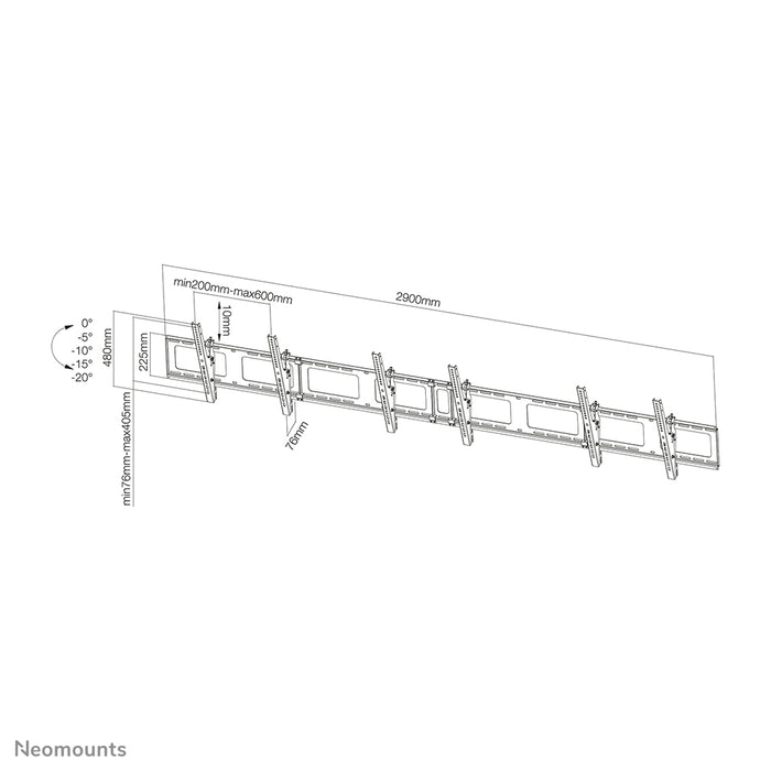 Neomounts NS-WMB300black is een menu board wandsteun voor schermen tot 52 inch (132 cm).