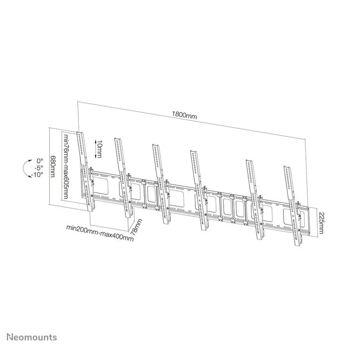 Neomounts NS-WMB300P zwart is een menu board wandsteun voor de verticale montage van schermen tot 52 inch (132 cm).