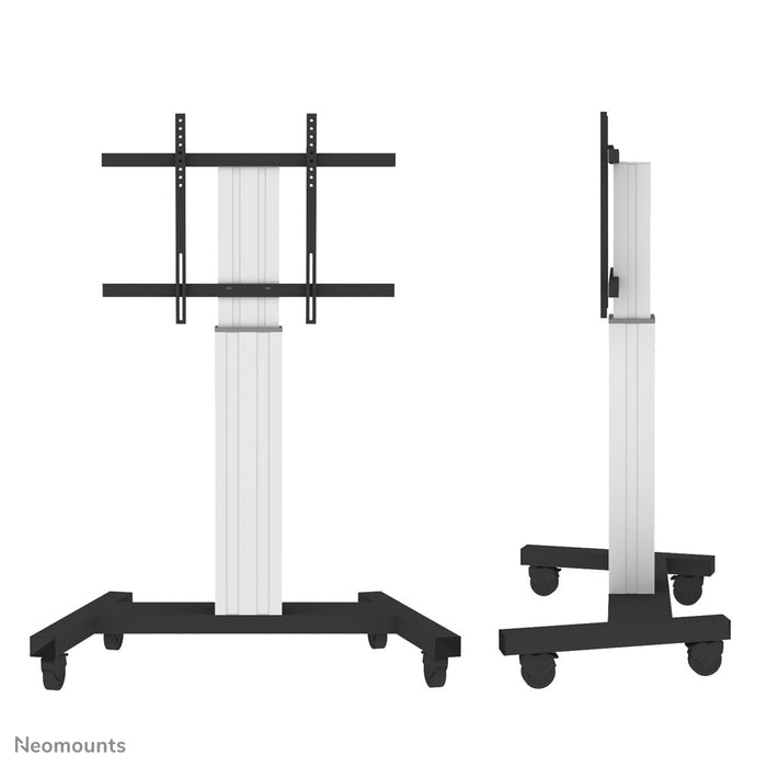 Neomounts PLASMA-M2250 zilver is een elektrisch in hoogte verstelbare trolley voor flat screens t/m 100 inch.