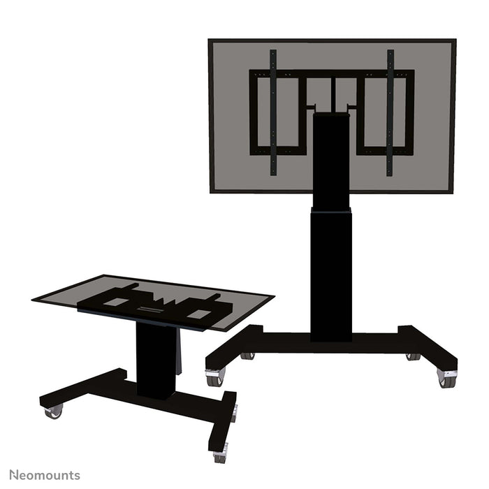 Neomounts PLASMA-M2500T zwart is een elektrisch in hoogte verstelbare trolley met 90 graden kantelfunctie voor flat screens t/m 100 inch.