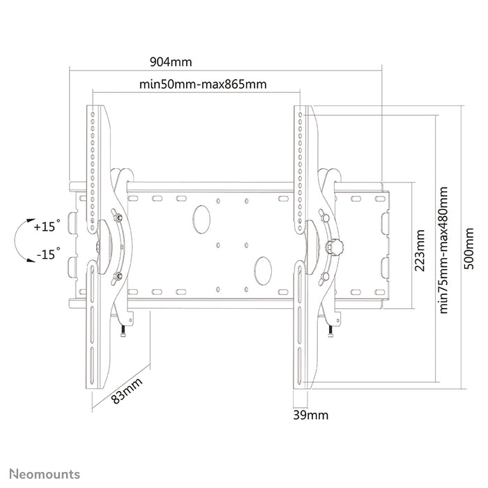 Neomounts PLASMA-W200 zwart is een kantelbare wandsteun voor flat screens t/m 85 inch (216 cm).