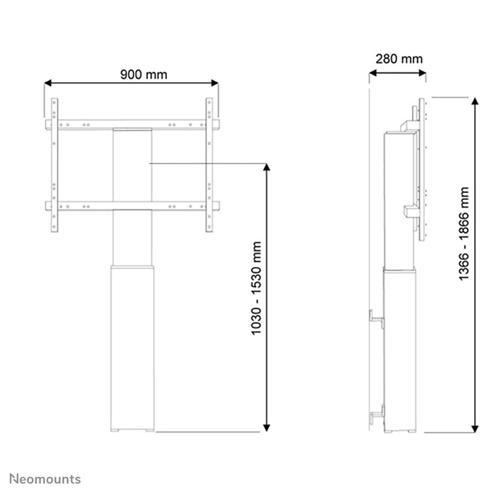 Neomounts PLASMA-W2250 zwart is een gemotoriseerde wandsteun voor schermen t/m 100 inch.