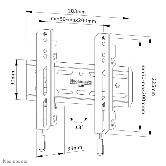 Neomounts WL30S-850BL12 vlakke wandsteun voor 24-55 inch schermen - Zwart