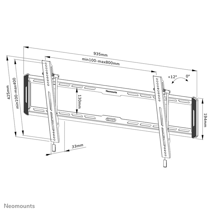 Neomounts WL35-550BL18 kantelbare wandsteun voor 43-86 inch schermen - Zwart
