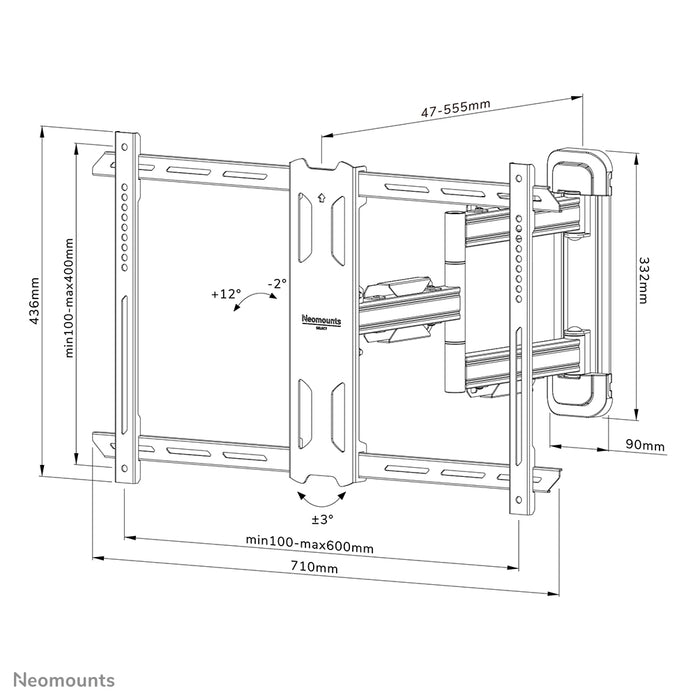 Neomounts WL40S-850BL16 full motion wandsteun voor 40-70 inch schermen - Zwart