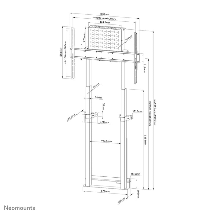 Neomounts WL55-875BL1 gemotoriseerde wandsteun voor 37-100 inch schermen - Zwart
