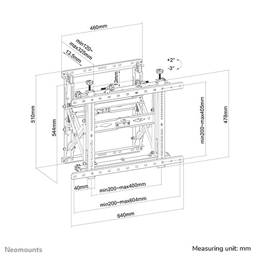 Neomounts WL95-900BL16 push to pop out videowall steun voor 45-75 inch schermen - Zwart