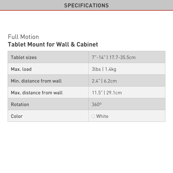Barkan Mounts Full-Motion Tablethouder 7 tot 14 inch |Universeel