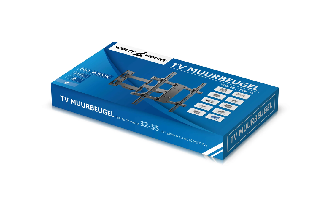 Wolff Mount Full Motion TV Muurbeugel - Perfect voor 32-55 inch TV's - Tot 50 KG Belastbaar - 10 jaar garantie |Universeel