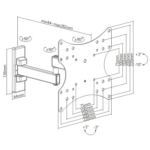 TVBeugels TOP Deal 8: Compacte Draaibare TV Muurbeugel voor schermen tot 40 inch