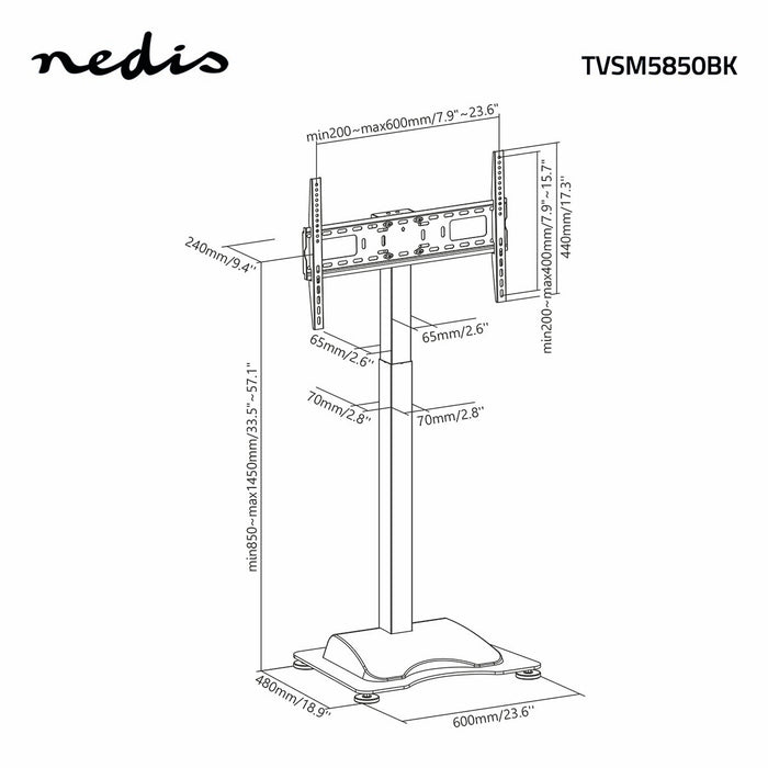 Gemotoriseerde TV-Standaard | 37 tot 75 inch | 50 KG