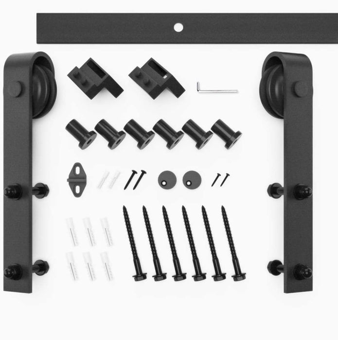 Wolff Mount Universeel Schuifdeursysteem voor Deuren – 2 Meter Rail – Mat Zwart – Soepel Gelagerde Rollers